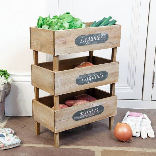 wooden shelves