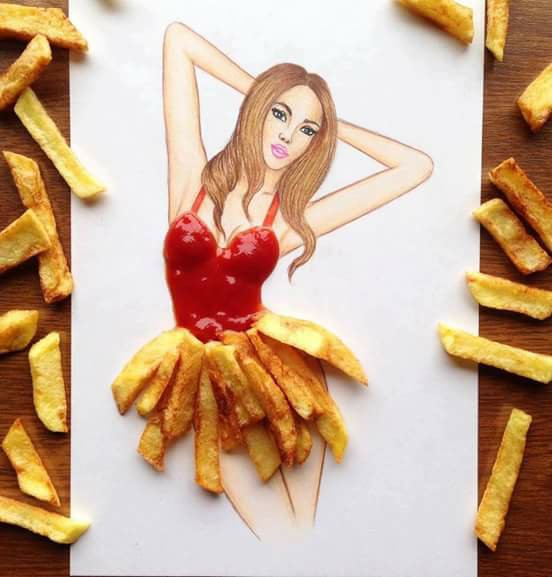 french fries and ketchup dress