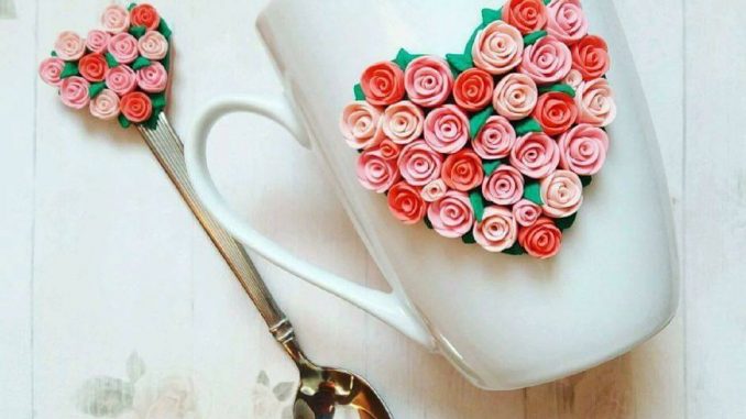 flowery heart mug