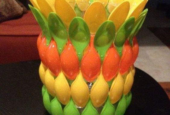 plastic spoons vase