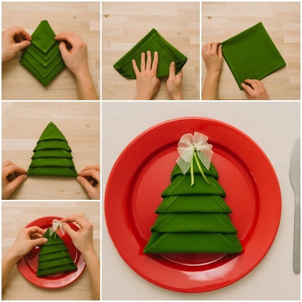 napkin folding Christmas tree