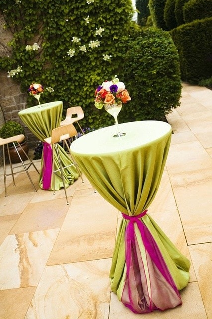 green and pink wedding decor