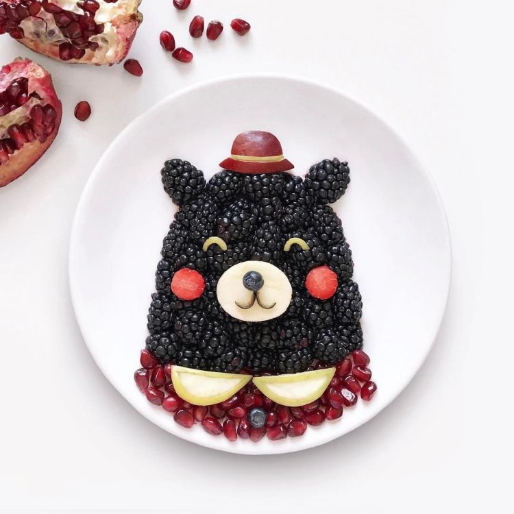 teddy bear with fruits